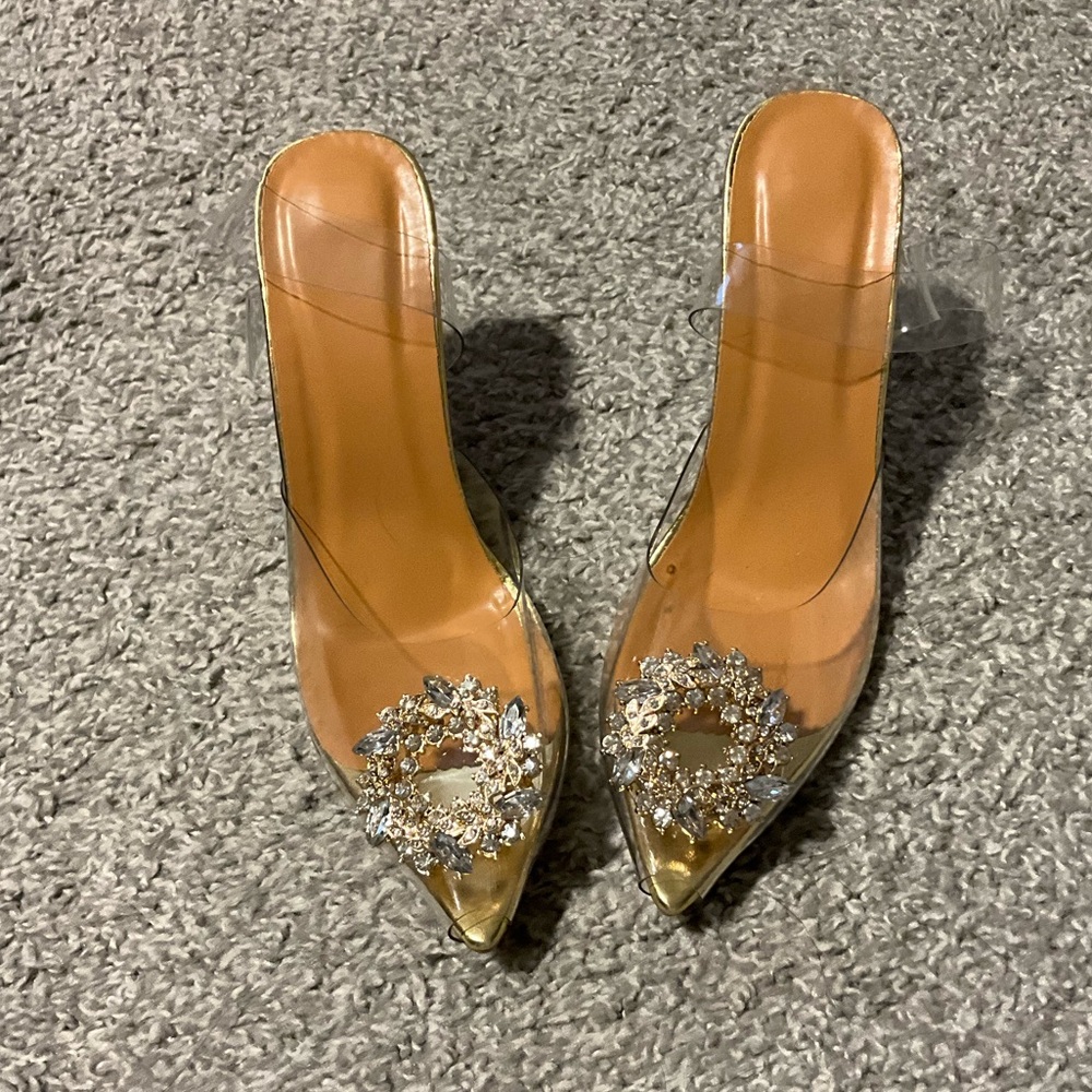 Rhinestone Sling Back Heels New